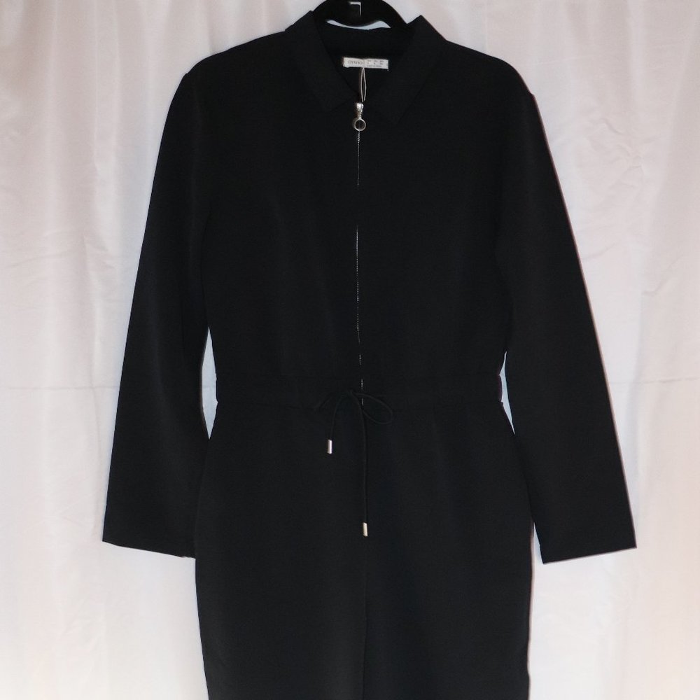 OYSHO BLACK POLYESTER JUMPSUIT/ROMPER W ZIP FRONT SIZE SMALL NWT